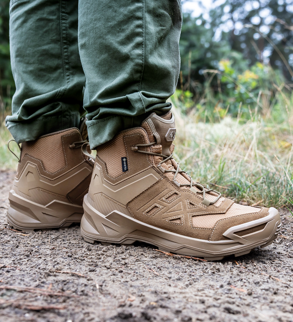 Hiking boots, Tan boots, Outdoor footwear, Ankle boots, Lace-up boots